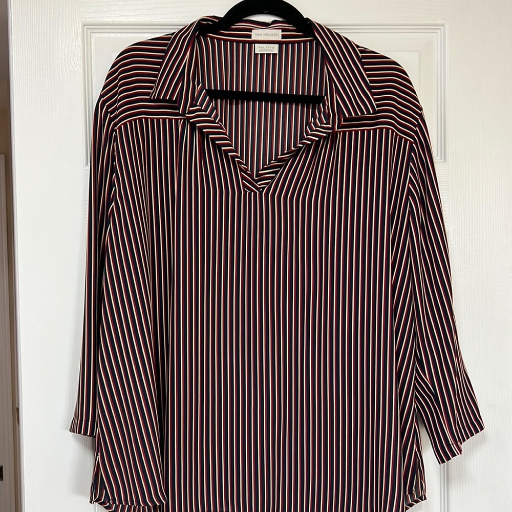 Red Navy & White striped top